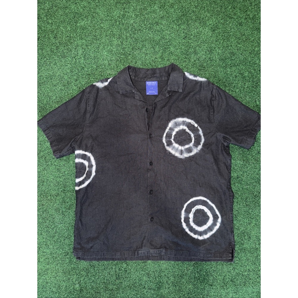 Without Walls Men's Large Graphic Button Down Shirt Short Sleeve